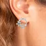 SC CRYSTAL Boucles d'oreilles fleurs par SC Crystal ornées d'un véritable diamant noir