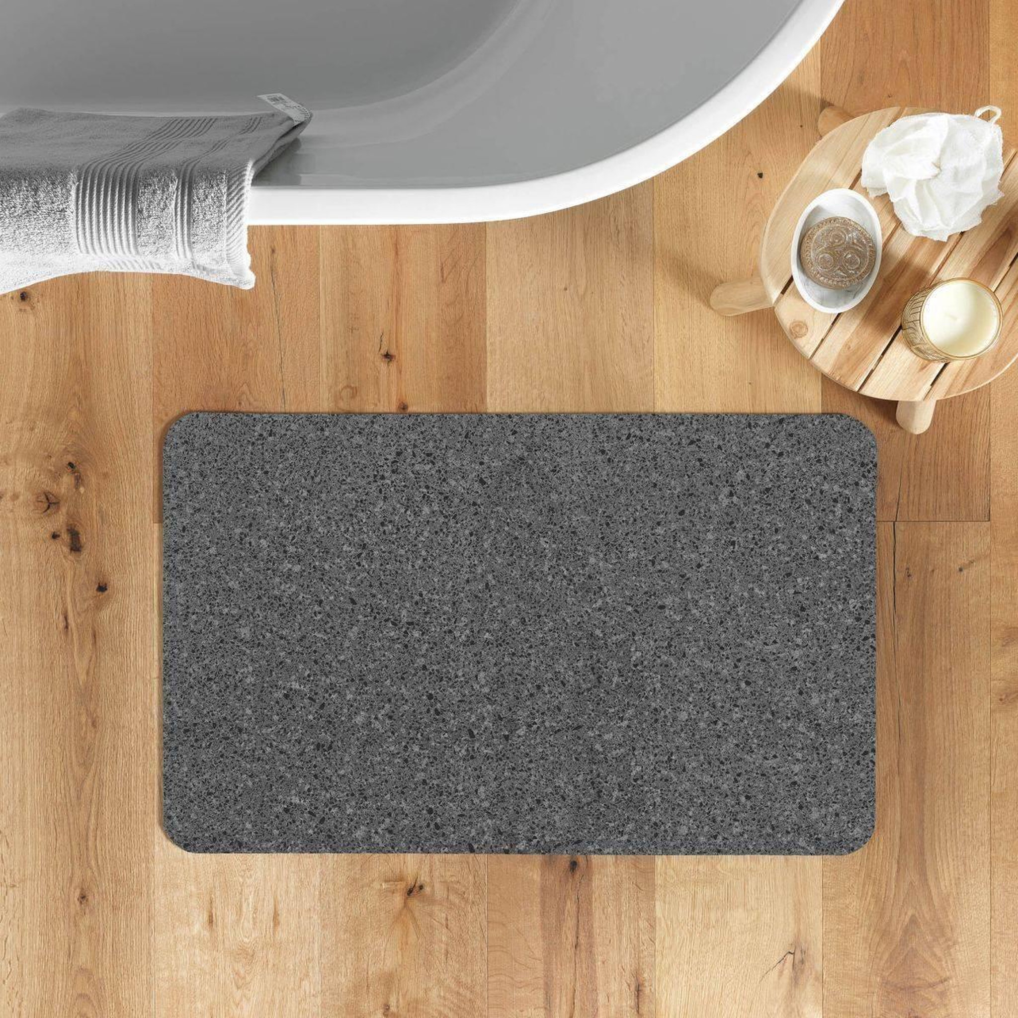 Voir la diapositive 4 : Douceur d'Intérieur Tapis de bain ultra-absorbant  granite  50x80cm anthracite