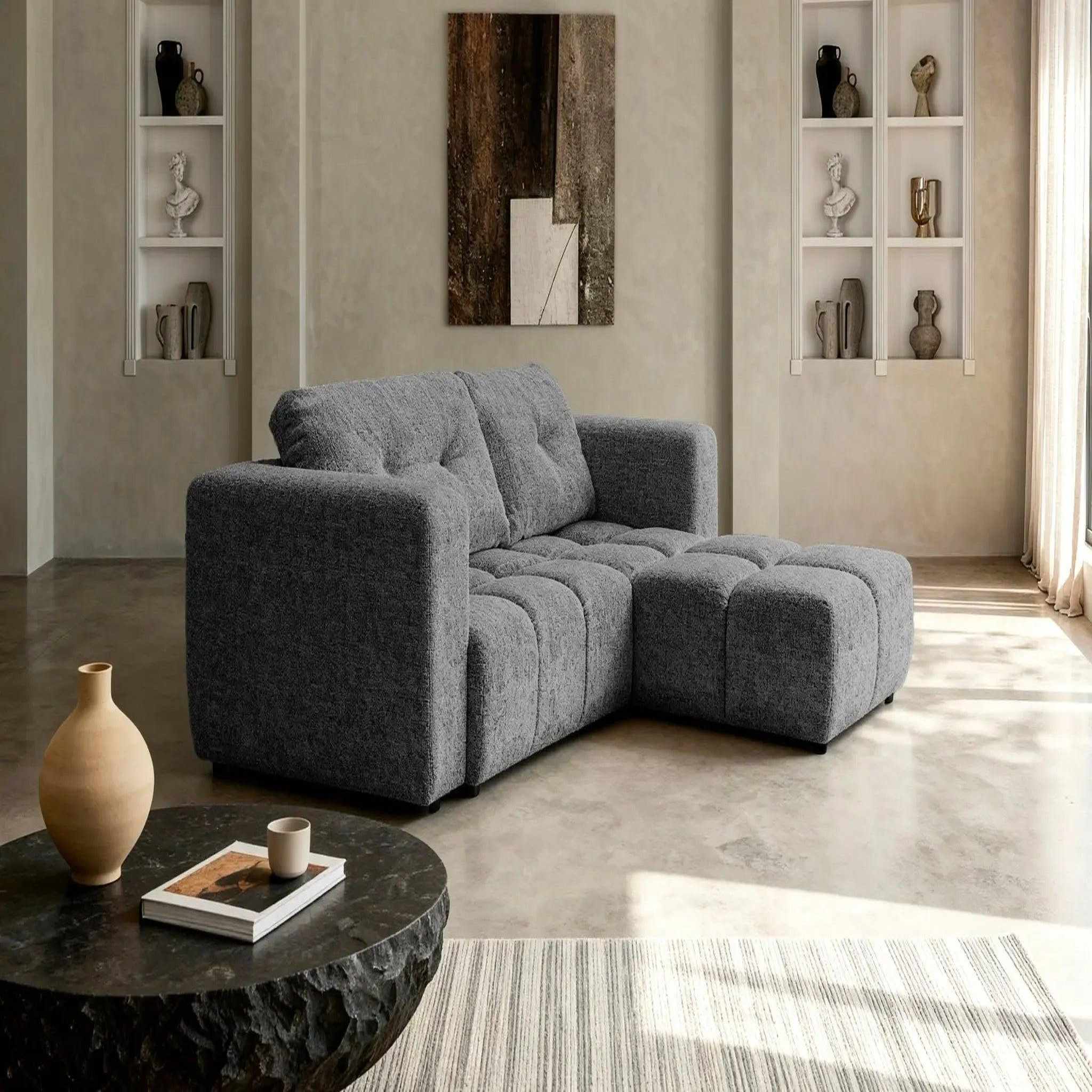 Voir la diapositive 5 : CASANOVA PARIS Romy 3 places - canapé d'angle convertible tissu chenille 3 places