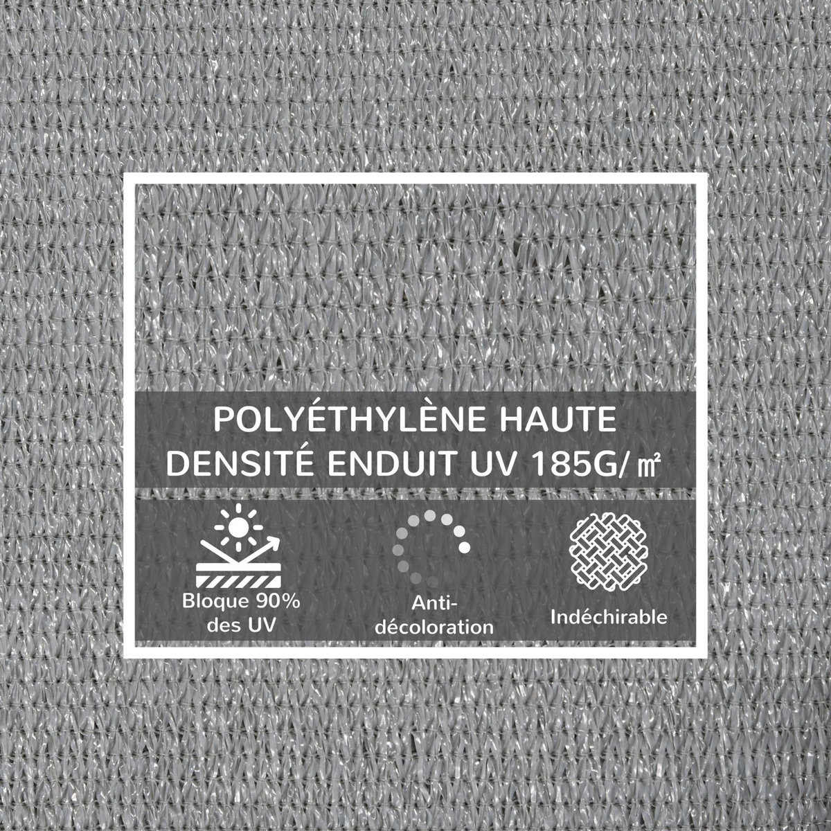 OUTSUNNY Voile d'ombrage triangulaire grande taille 3,6 x 3,6 x 3,6 m polyéthylène haute densité HDPE résistant aux UV gris