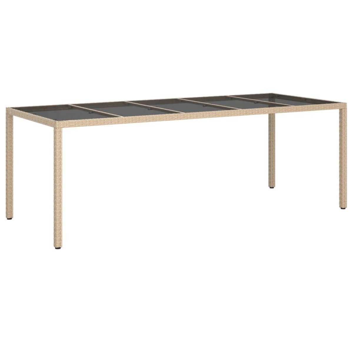 VIDAXL Table de jardin Beige 250x100x75 cm Verre trempe et poly rotin