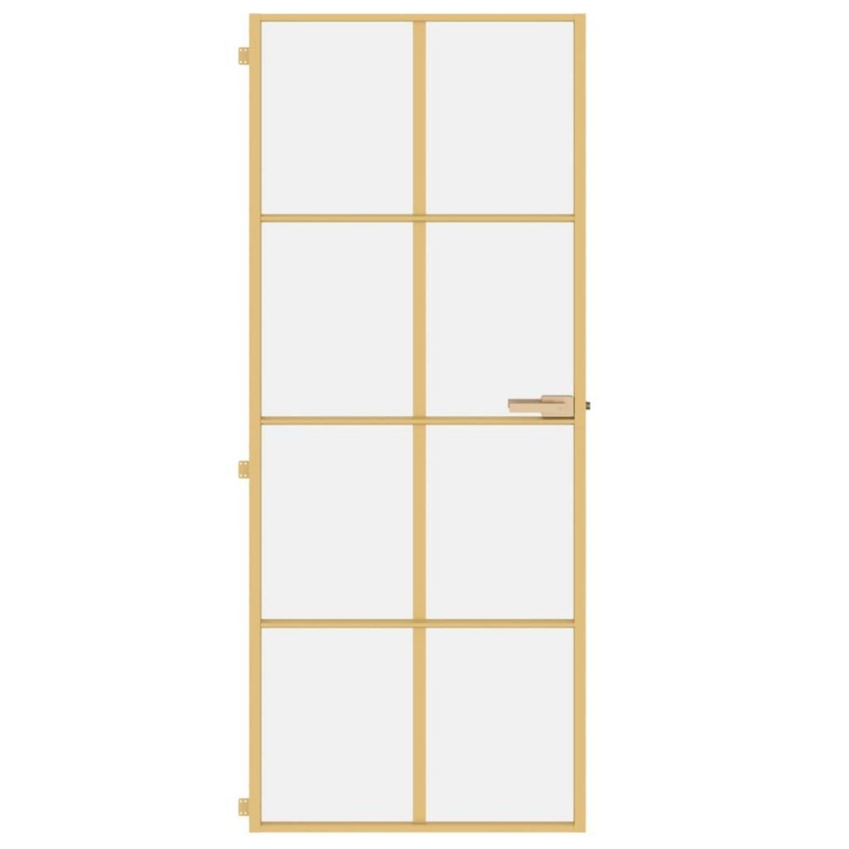 VIDAXL Porte interieure mince dore 83x201,5 cm verre trempe aluminium