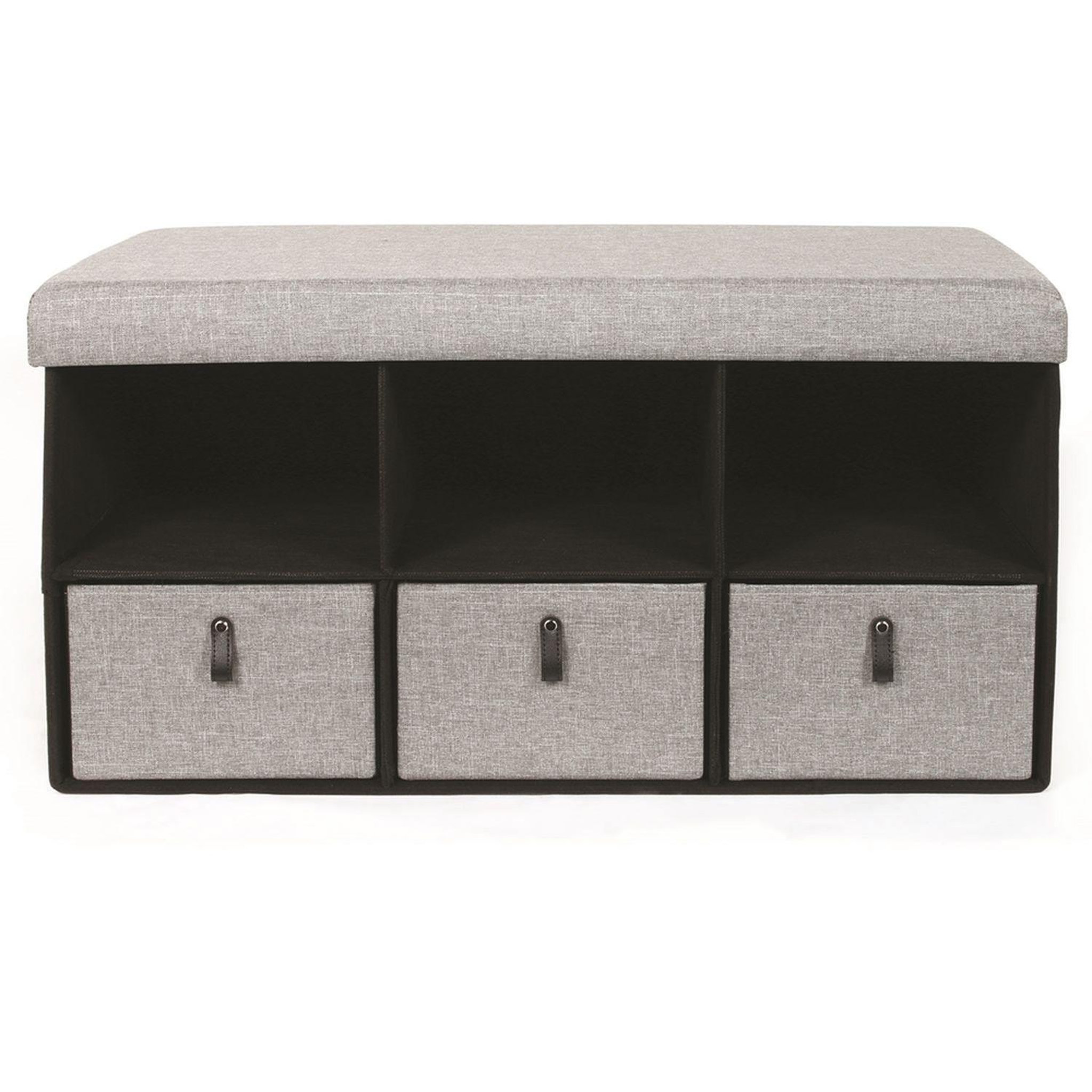 The Home Deco Factory Banc d'entrée pliable rangements Scandi - L. 76 x H. 39 cm. Coloris disponibles : Gris