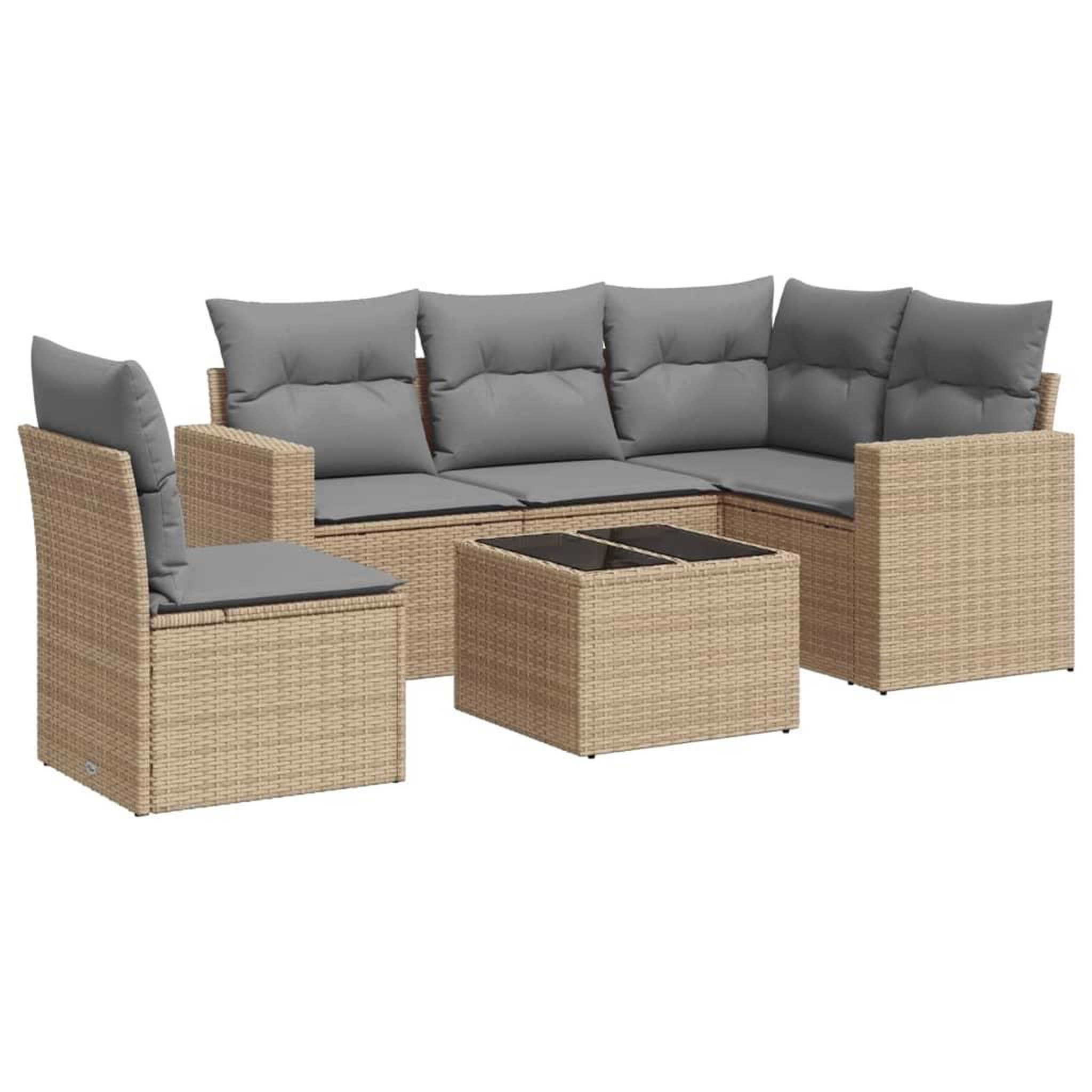 Voir la diapositive 2 : VIDAXL Salon de jardin avec coussins 6 pcs beige resine tressee