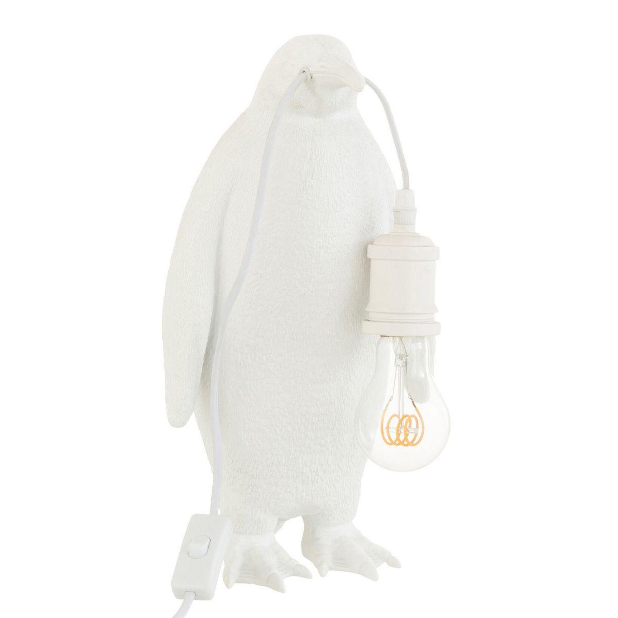 Voir la diapositive 1 : J-LINE Lampe à Poser en Résine  Pingouin  35cm Blanc