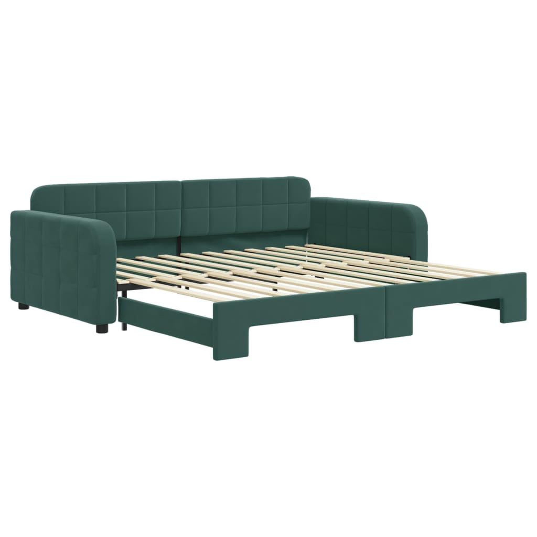 Voir la diapositive 2 : VIDAXL Lit de jour avec gigogne sans matelas vert fonce 100x200 cm