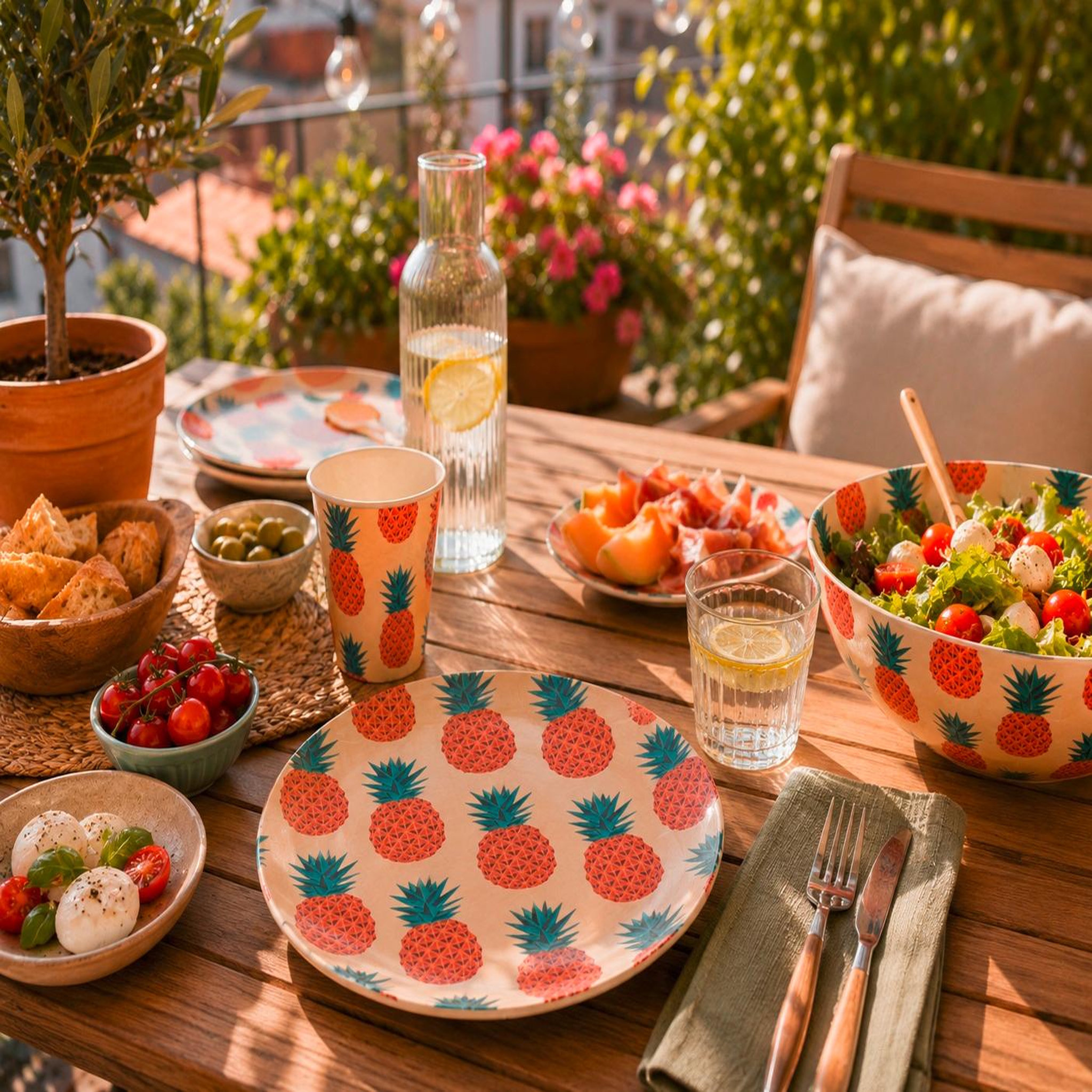Voir la diapositive 5 : Eden Assiette décorée motif ananas – 20 cm