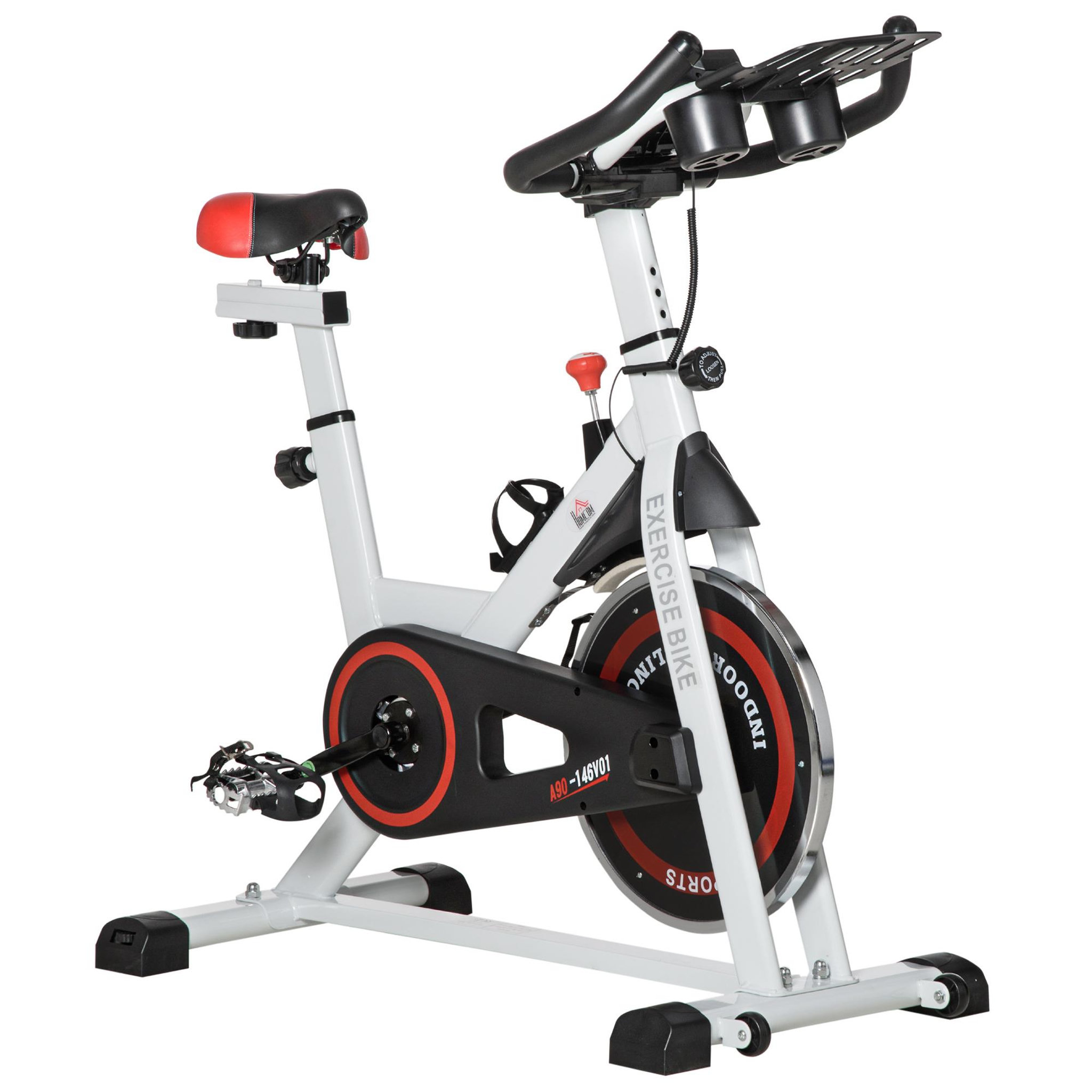 Voir la diapositive 1 : HOMCOM Vélo d'appartement avec écran LCD multifonction vélo biking cardio-training selle et guidon réglables volant inertie 8 Kg acier blanc