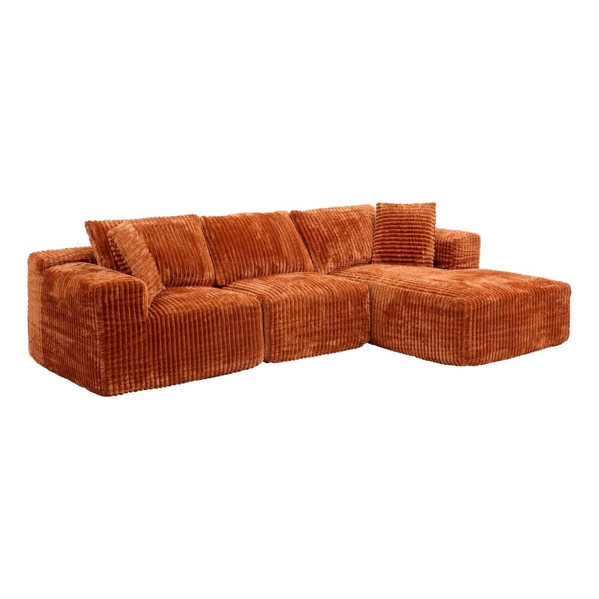 ATMOSPHERA Canapé d'angle côtelé  solka  254cm ambre