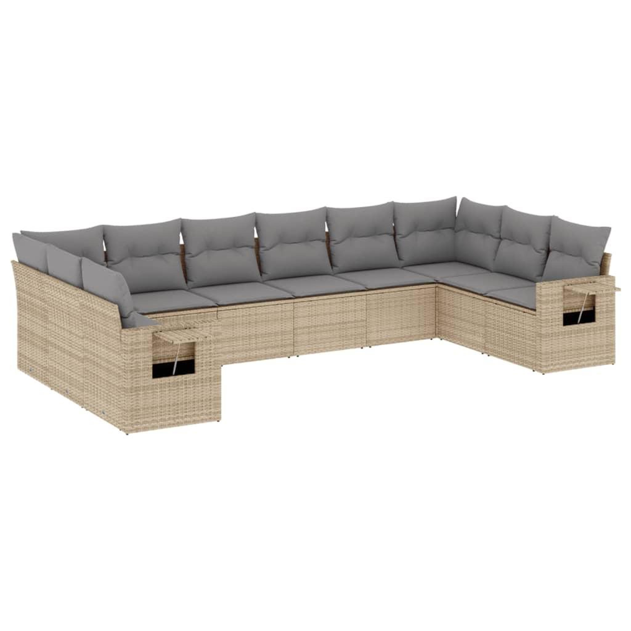 Voir la diapositive 2 : VIDAXL Salon de jardin avec coussins 10 pcs beige resine tressee