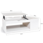 Voir la diapositive 6 : ID MARKET Table basse plateau relevable rectangulaire ELEA avec coffre bois blanc