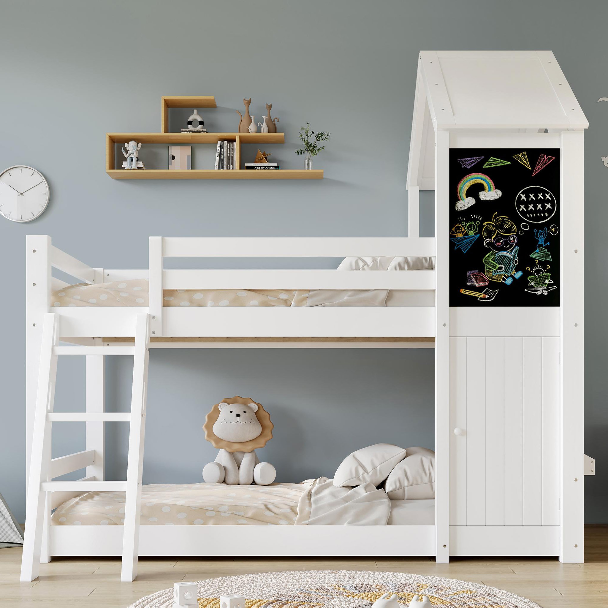Voir la diapositive 2 : MERAX Lit superposé 90x200 cm coloris blanc pin