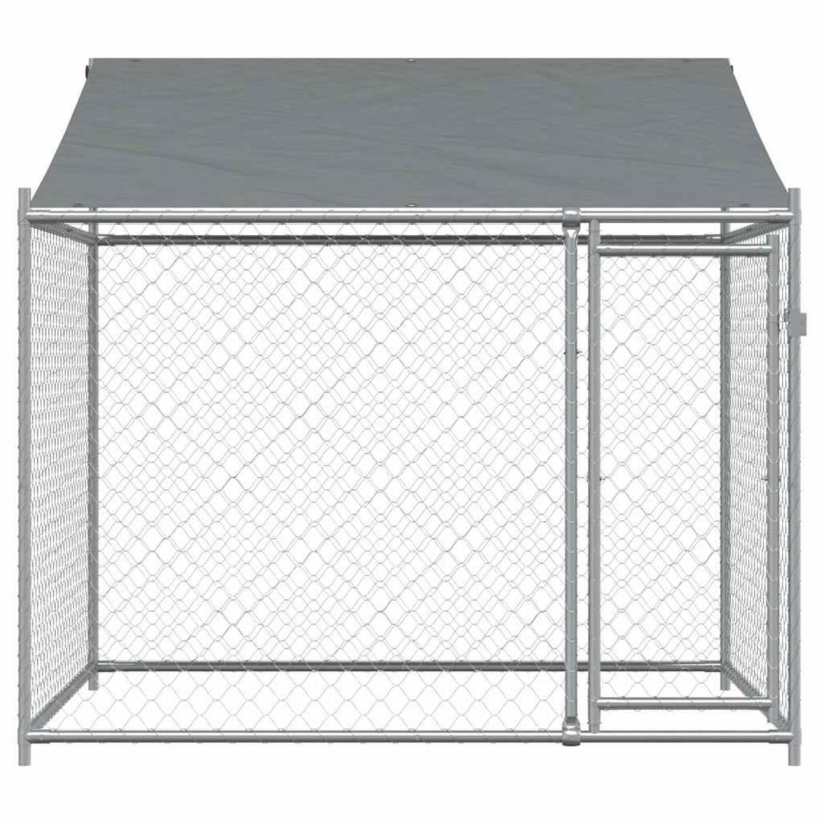 VIDAXL Cage pour chien avec toit et porte gris 2x2x2 m acier galvanise