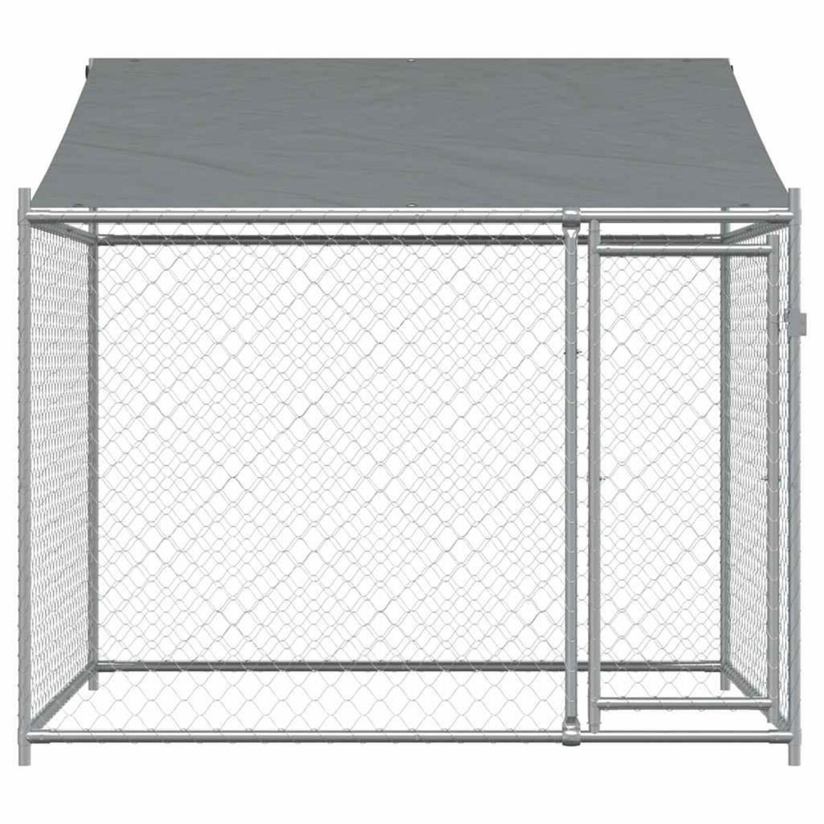 VIDAXL Cage pour chien avec toit et porte gris 2x2x2 m acier galvanise