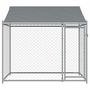 Voir la diapositive 4 : VIDAXL Cage pour chien avec toit et porte gris 2x2x2 m acier galvanise