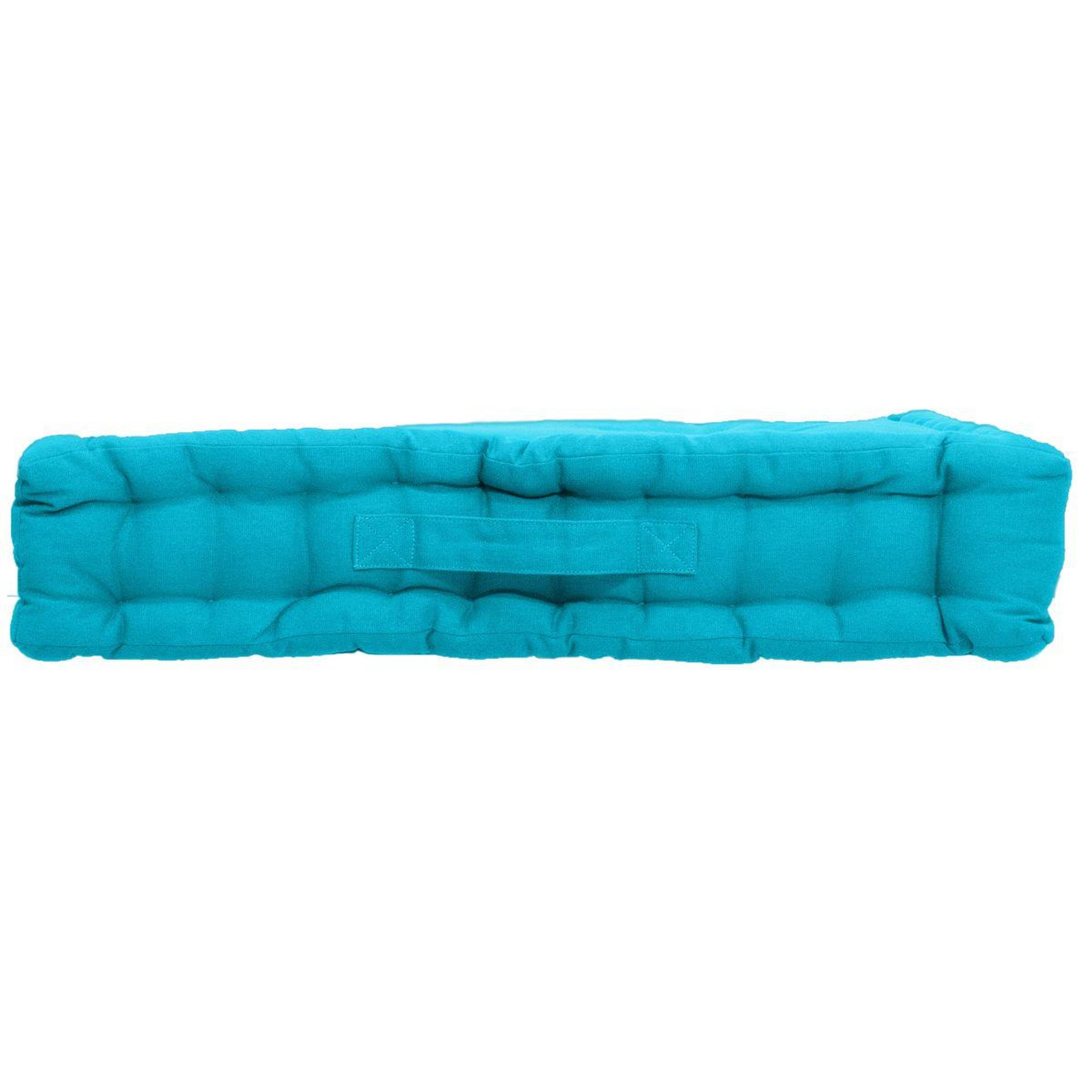 Voir la diapositive 2 : ENJOY HOME Coussin de sol uni  panama  50x50cm turquoise