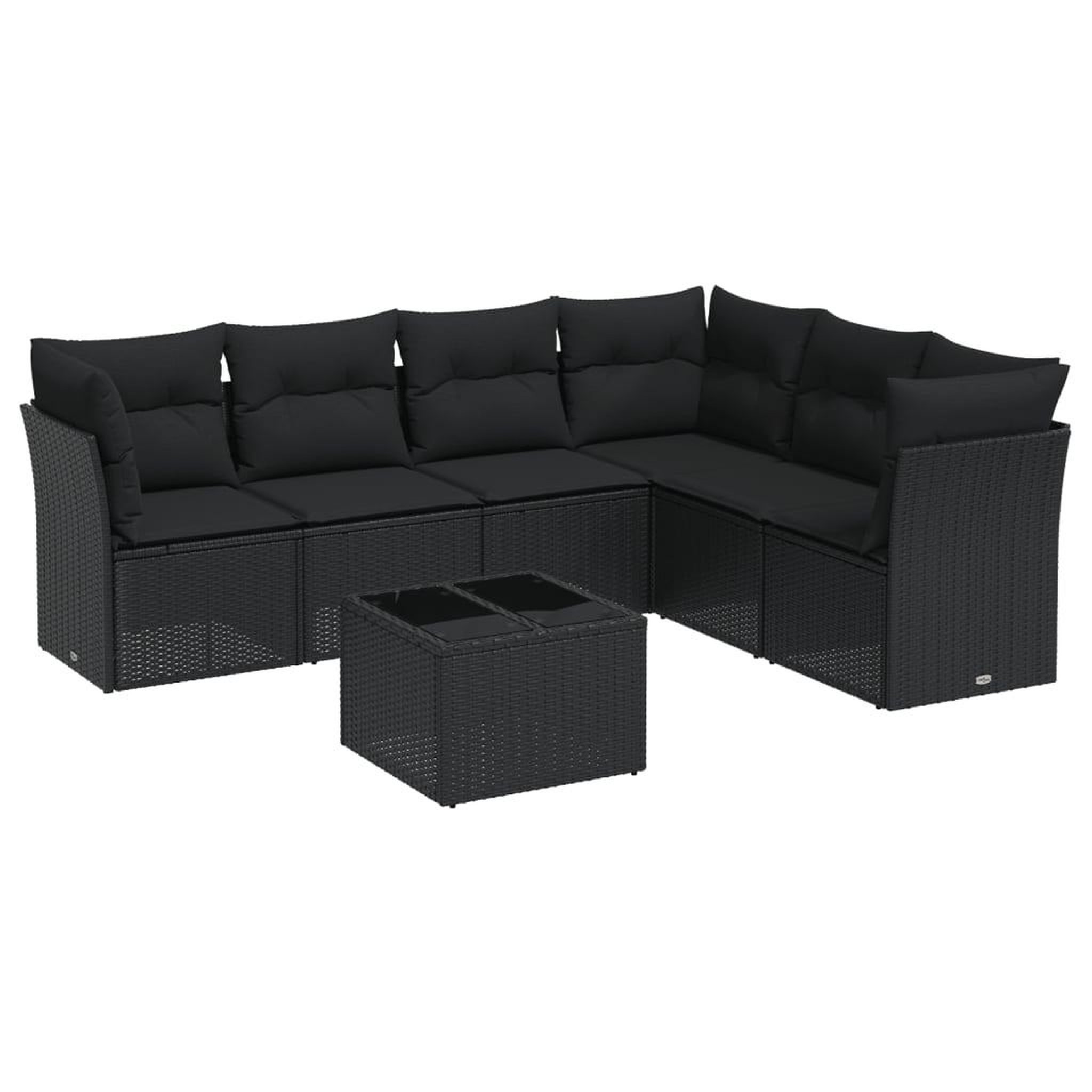 Voir la diapositive 2 : VIDAXL Salon de jardin 7 pcs avec coussins noir resine tressee