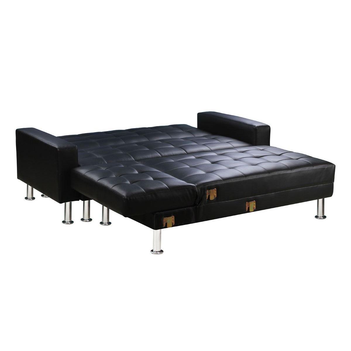 Habitat et Jardin Canapé d'angle convertible et réversible  Theo  - 258 x 82/147 x 82 cm - 4 places - Noir