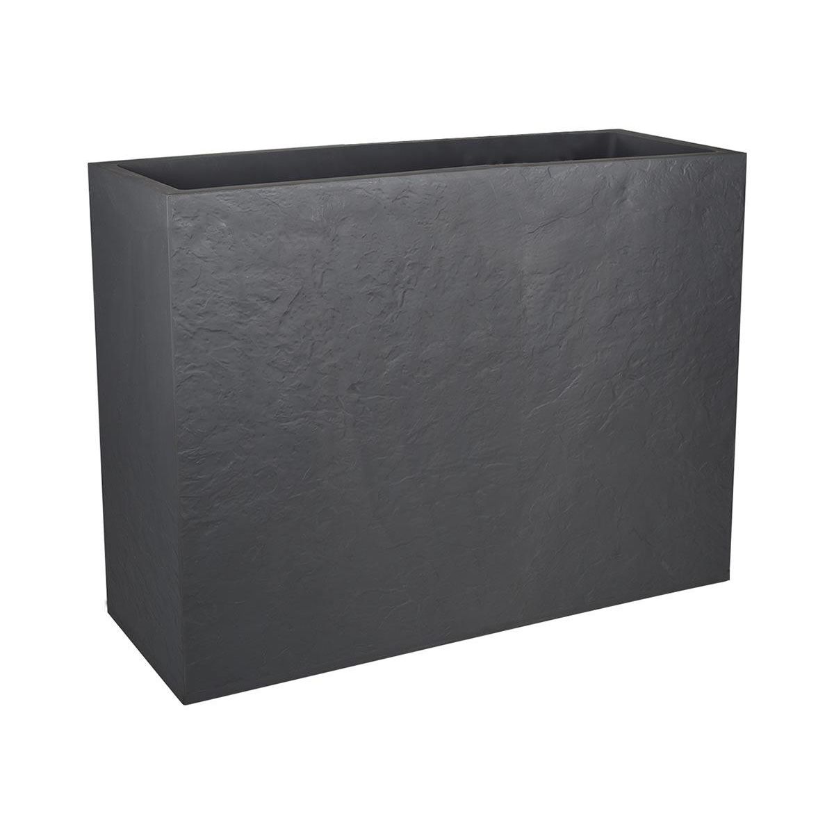 Eda Jardinière rectangulaire Volcania effet pierre - 78,5 x 29,5 x 60 cm - 46 L - Gris anthracite - Eda