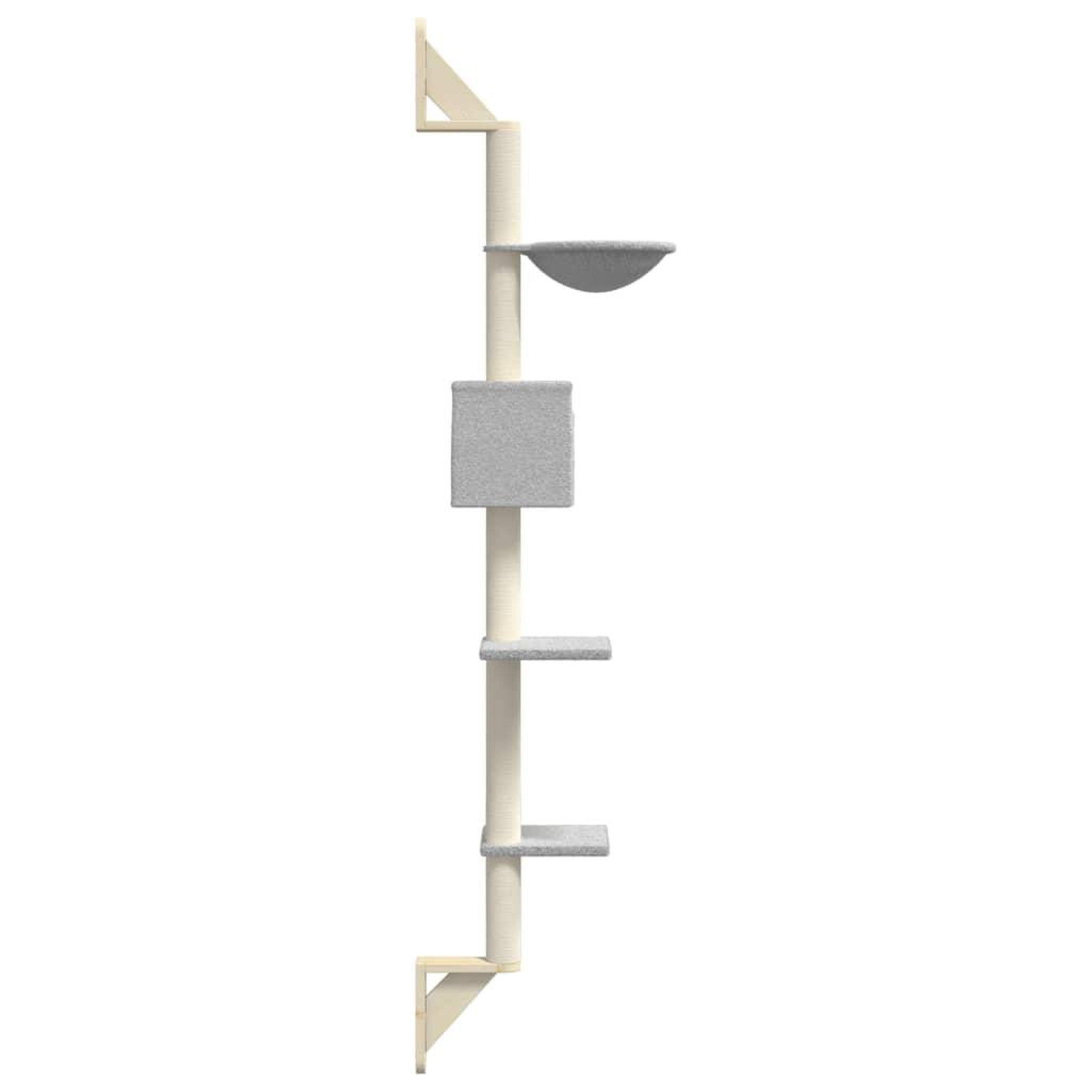 Voir la diapositive 5 : VIDAXL Arbre a chat mural avec griffoir gris clair 187 cm