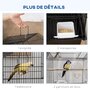 Voir la diapositive 5 : PAWHUT Cage à oiseaux design maison mangeoires perchoirs 3 portes plateau excrément amovible noir