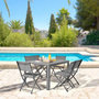 Voir la diapositive 4 : MARKET24 Table de jardin extensible 8 personnes en aluminium - 97/149 x 149 x 149 x 75 cm