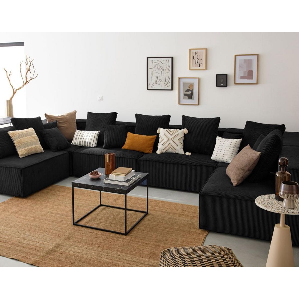 LISA DESIGN Colombine - canapé modulable panoramique - 7 places - en velours côtelé