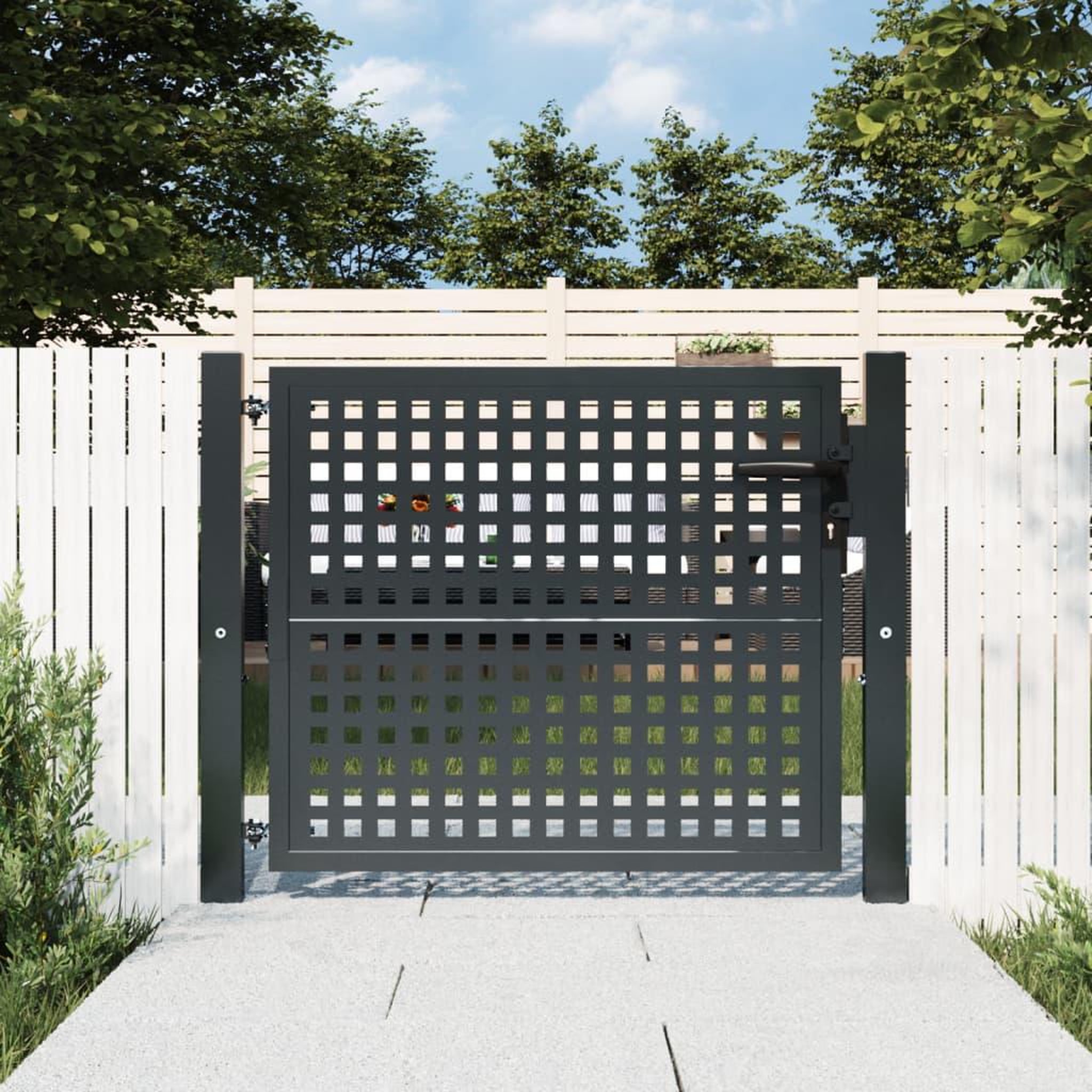 VIDAXL Portail de jardin anthracite 105x125 cm acier