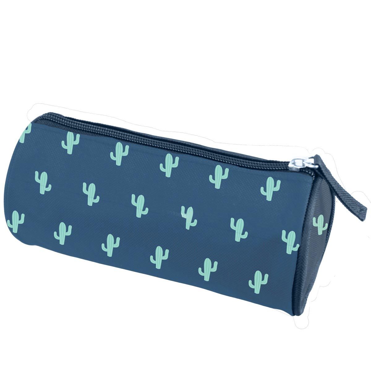  Trousse ronde garçon bleu avec motifs cactus