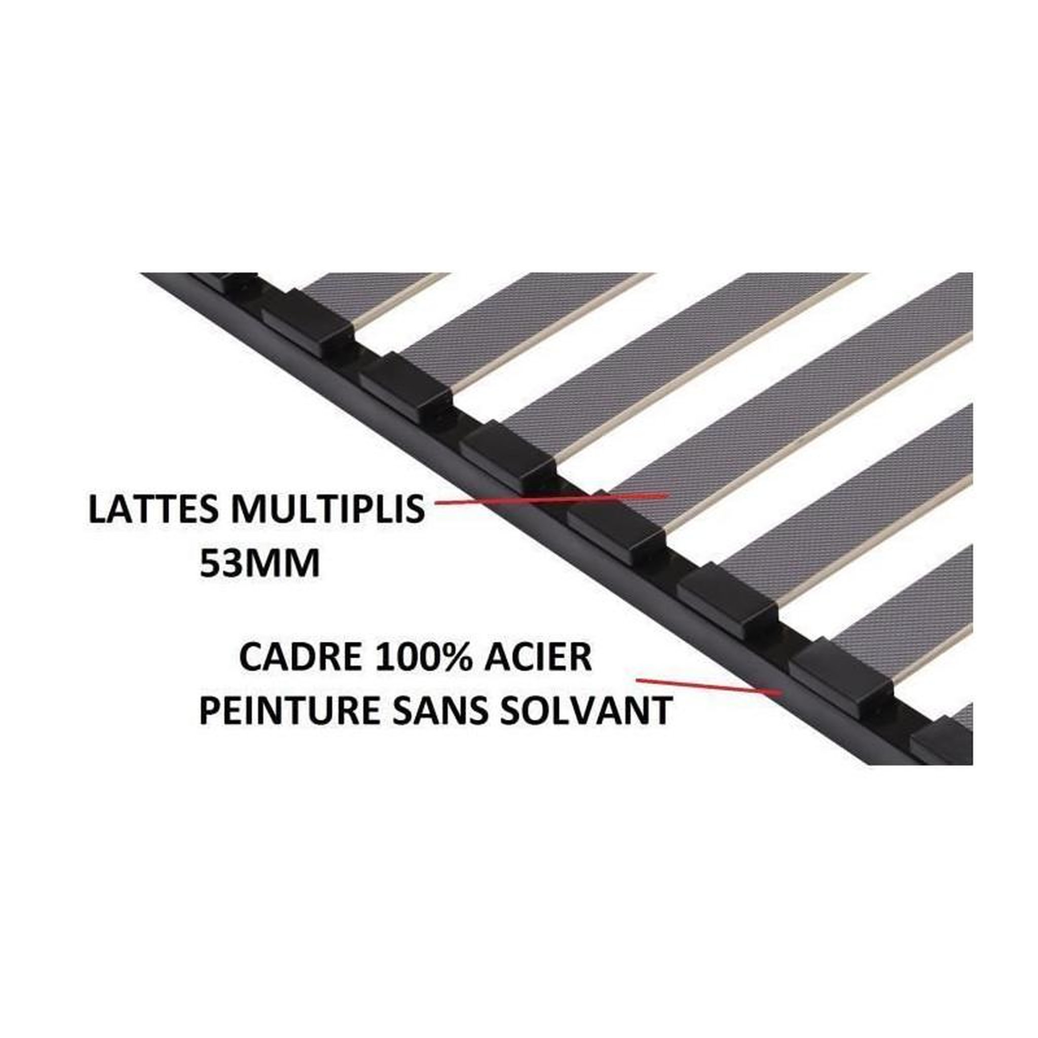 Voir la diapositive 2 : SEDAC SEDAC Sommier 140x190 - 18 Lattes 53mm - Anthracite
