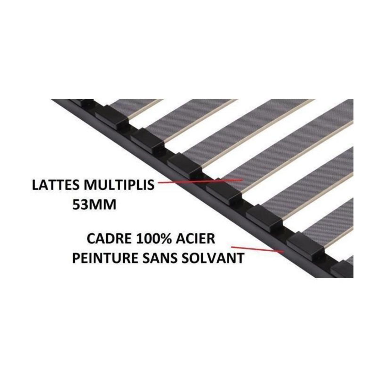 SEDAC SEDAC Sommier 140x190 - 18 Lattes 53mm - Anthracite