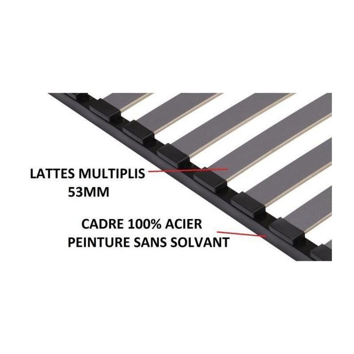 SEDAC SEDAC Sommier 140x190 - 18 Lattes 53mm - Anthracite