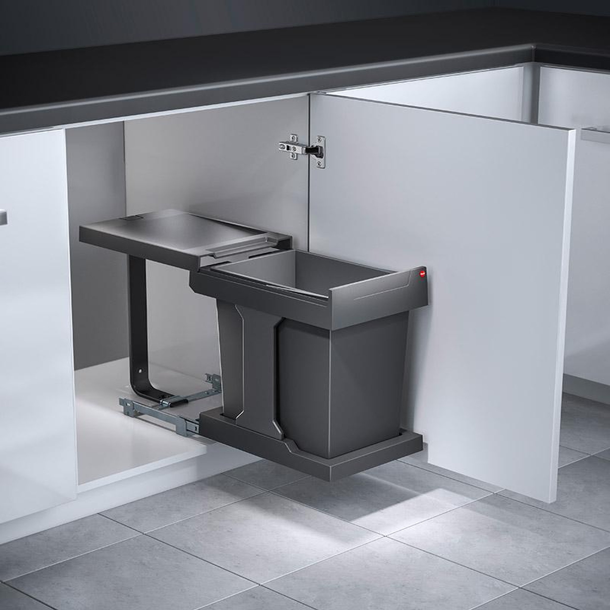 Voir la diapositive 2 : HAILO Poubelle de cuisine coulissante encastrable sous évier 20l hailo solo manuelle