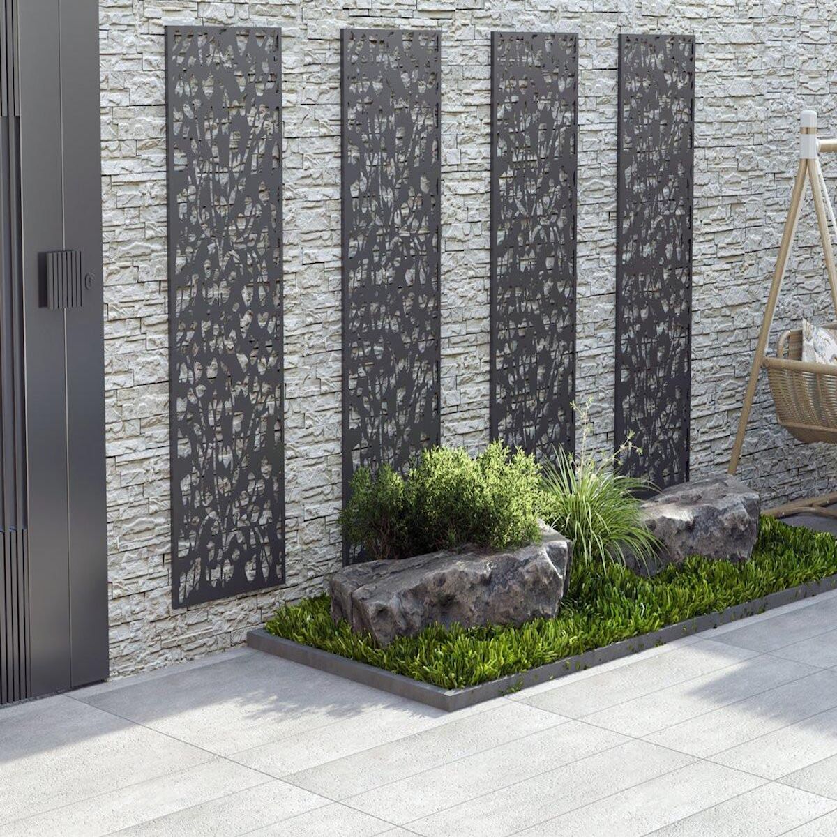 Habitat et Jardin Clôture décorative en métal  Flower  50 x 150 cm - Anthracite