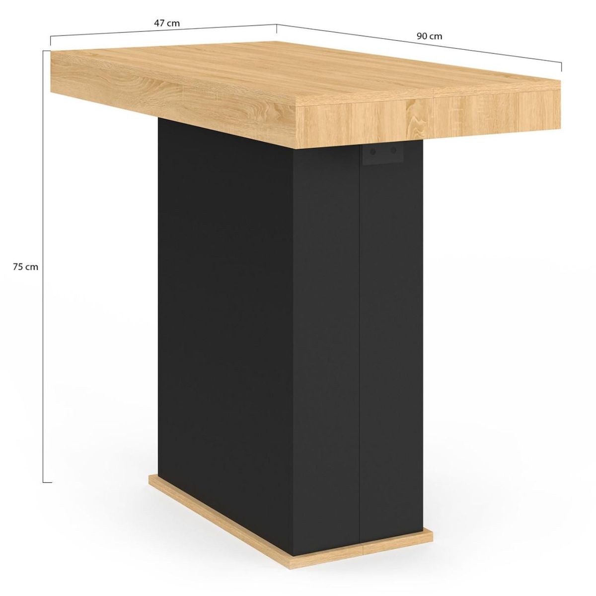 ID MARKET Table console extensible EDEN 14 personnes 300 cm bois et noir