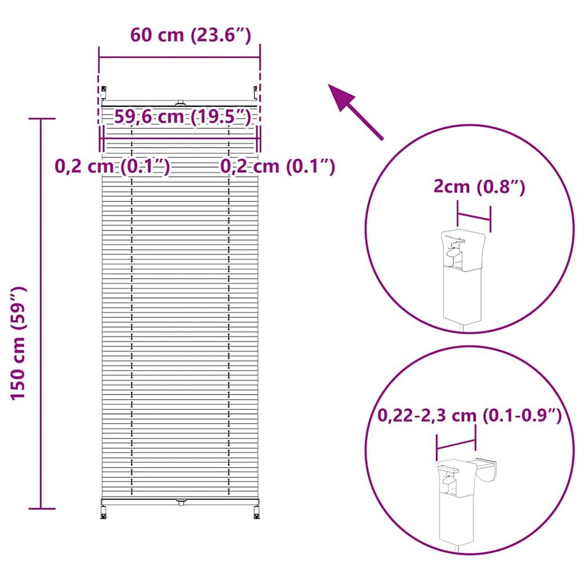 Voir la diapositive 6 : VIDAXL Store plisse 60x150 cm blanc