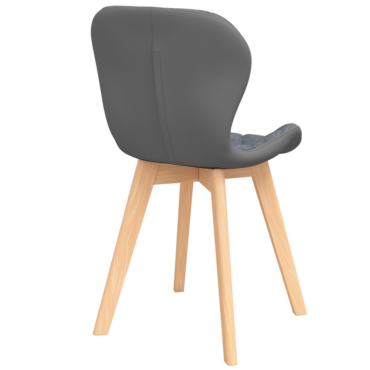 ID MARKET Lot de 4 chaises ROXANE bi-matière en tissu et PU grises pour salle à manger