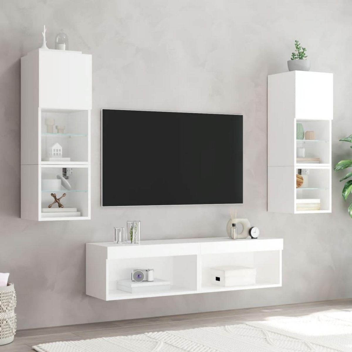 VIDAXL Meuble TV avec lumieres LED blanc 60x30x30 cm