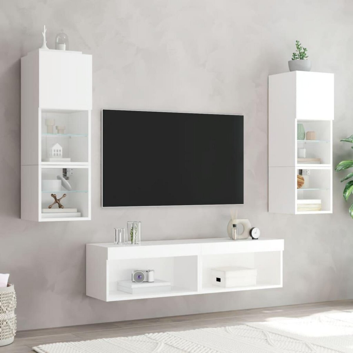 VIDAXL Meuble TV avec lumieres LED blanc 60x30x30 cm