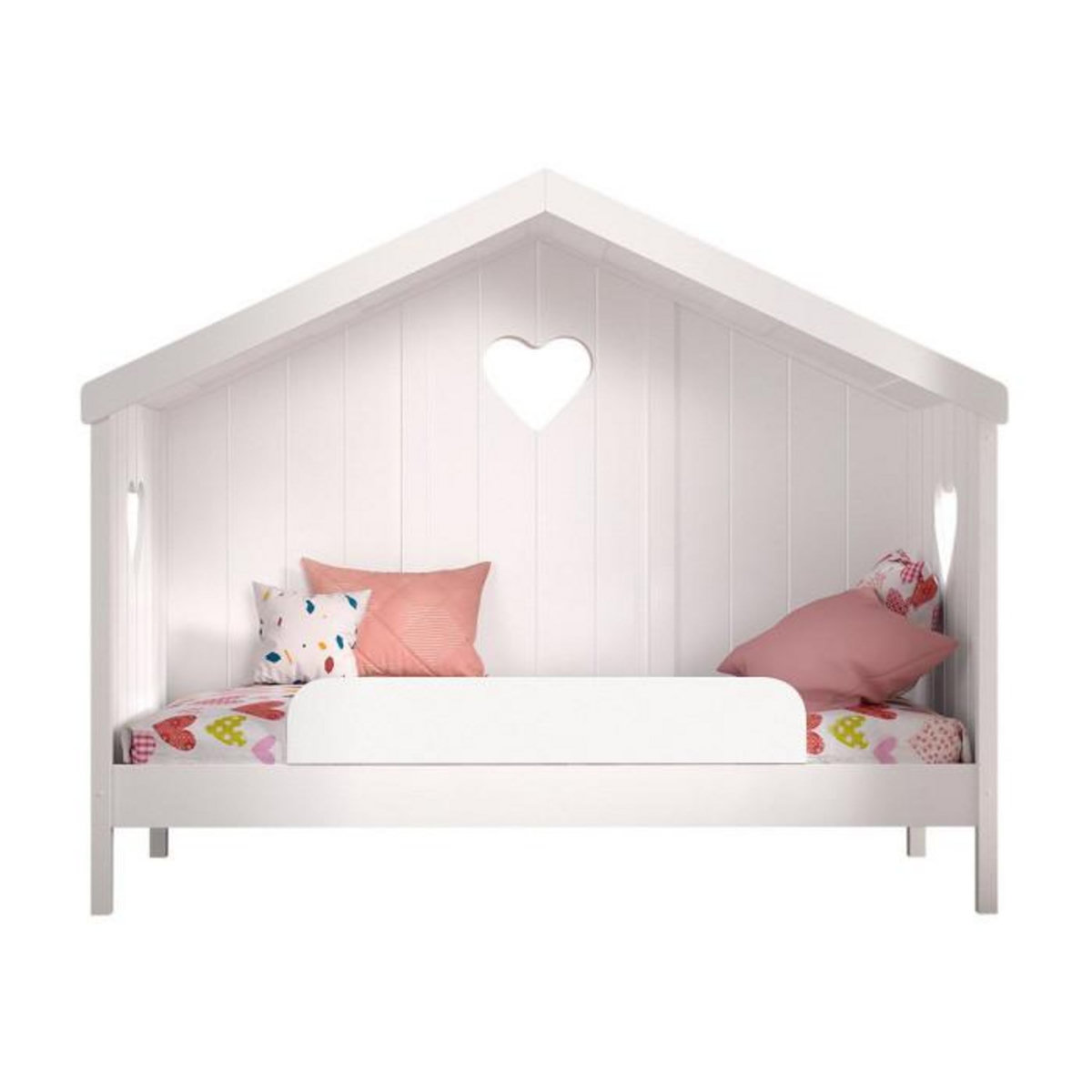 Paris Prix Lit Cabane Enfant Fermé & Barrière  Amori  90x200cm Blanc