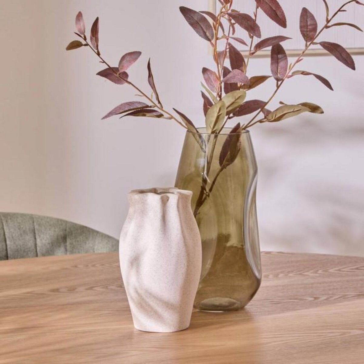 ATMOSPHERA Vase Moucheté en Dolomite  Grigor  20cm Blanc