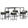 Voir la diapositive 2 : VIDAXL Ensemble de bar de jardin 7 pcs avec coussins noir poly rotin