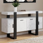 Voir la diapositive 2 : ID MARKET Buffet 140 cm PHOENIX 4 portes effet marbre blanc ALASKA et noir