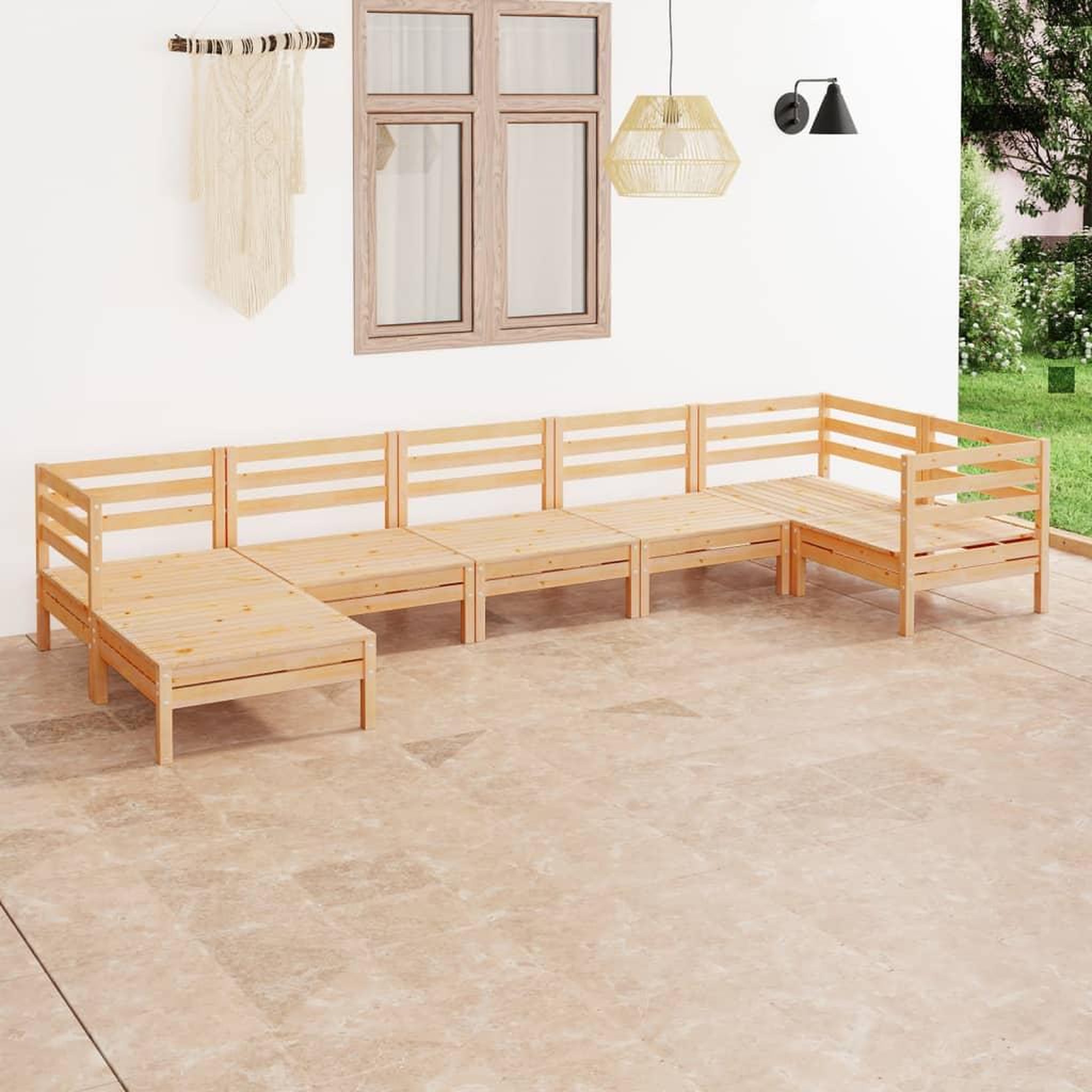 Voir la diapositive 1 : VIDAXL Salon de jardin 7 pcs Bois de pin massif