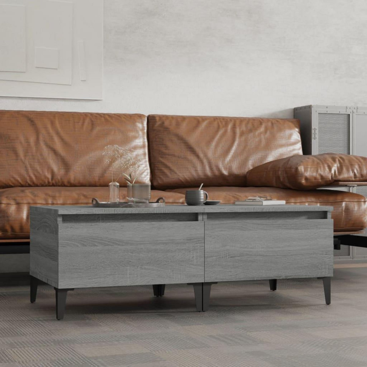 VIDAXL Tables d'appoint 2 pcs Sonoma gris 50x46x35 cm Bois ingenierie