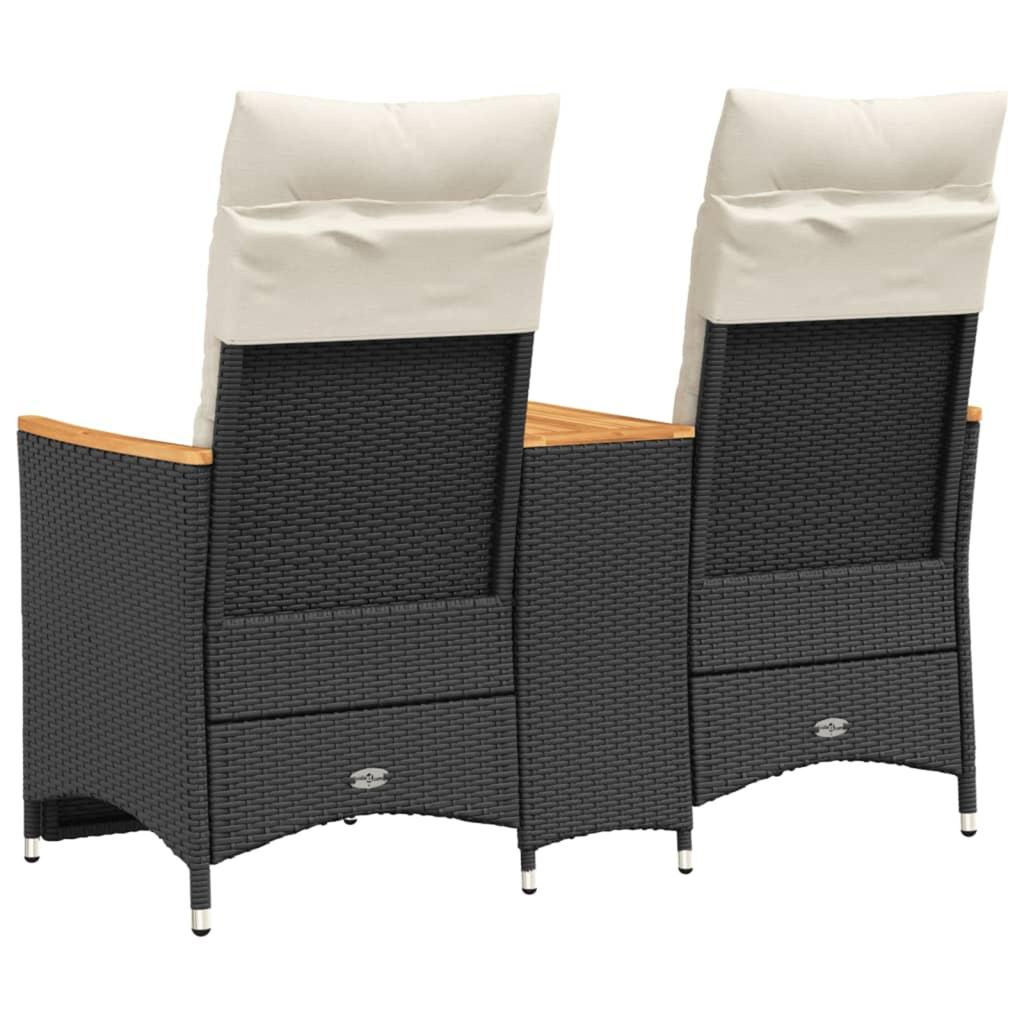 Voir la diapositive 5 : VIDAXL Canape de jardin inclinable 2 places avec table noir poly rotin