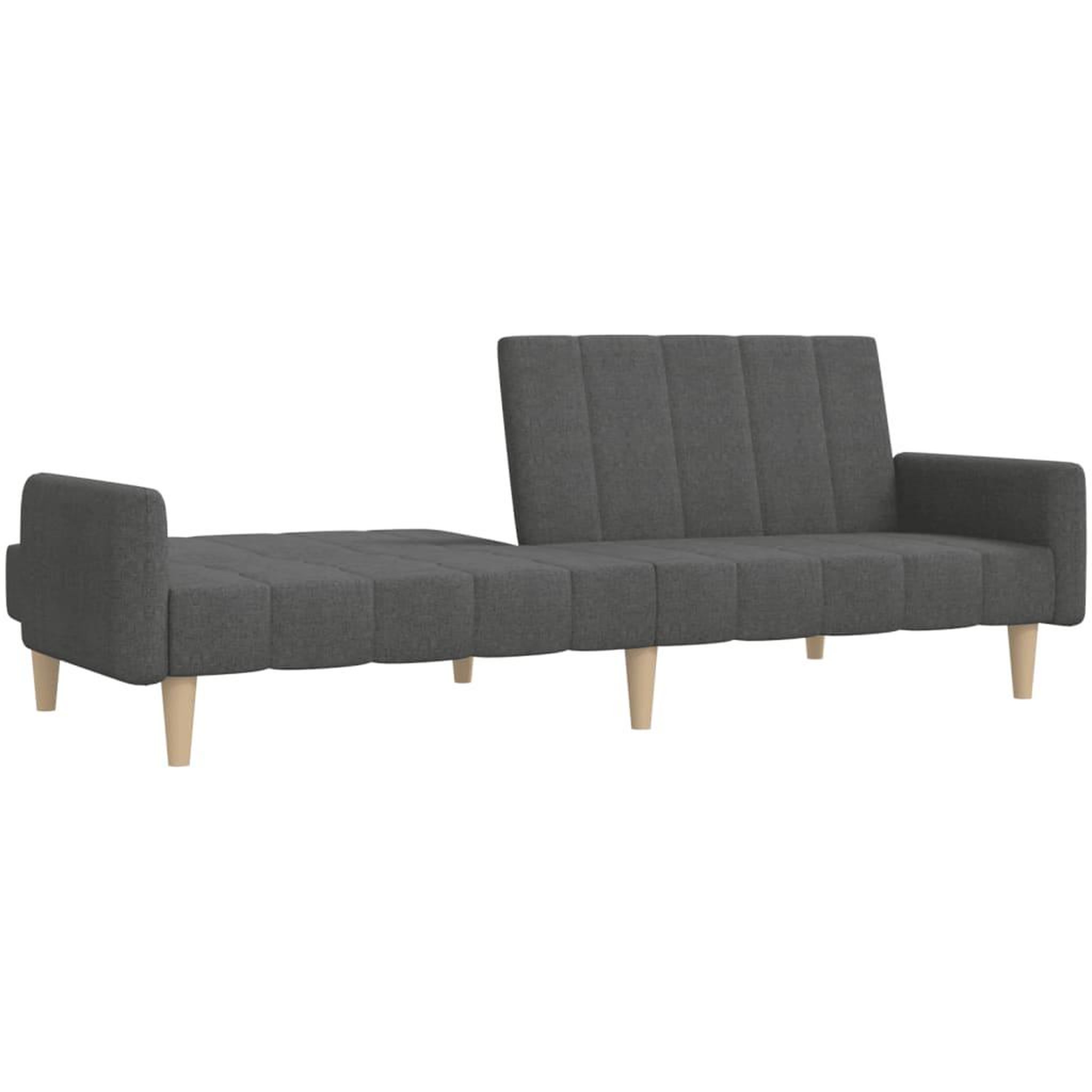 Voir la diapositive 4 : VIDAXL Canape-lit a 2 places gris fonce tissu
