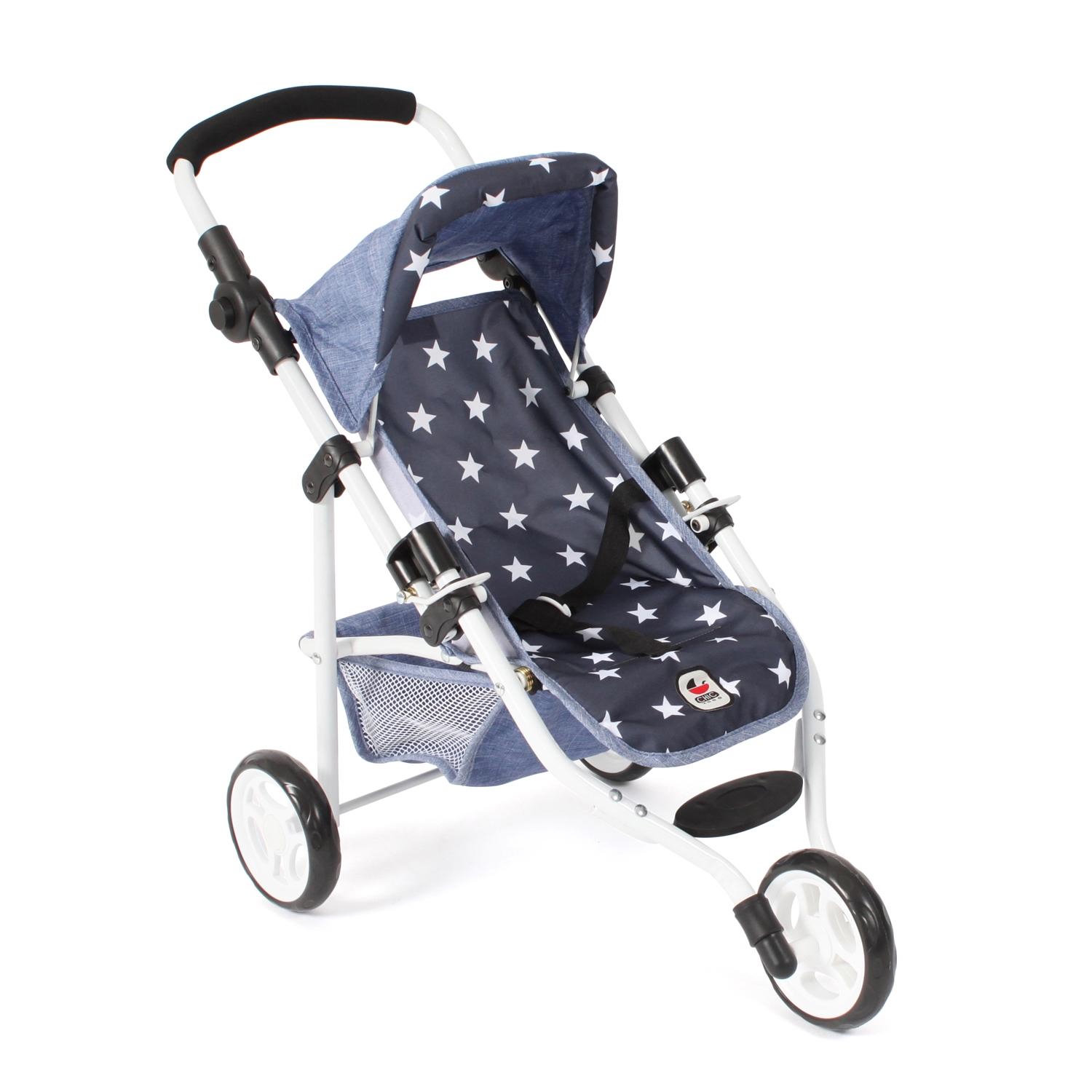 Petite poussette de jogging LOLA pour poupées Bleu marine avec étoiles