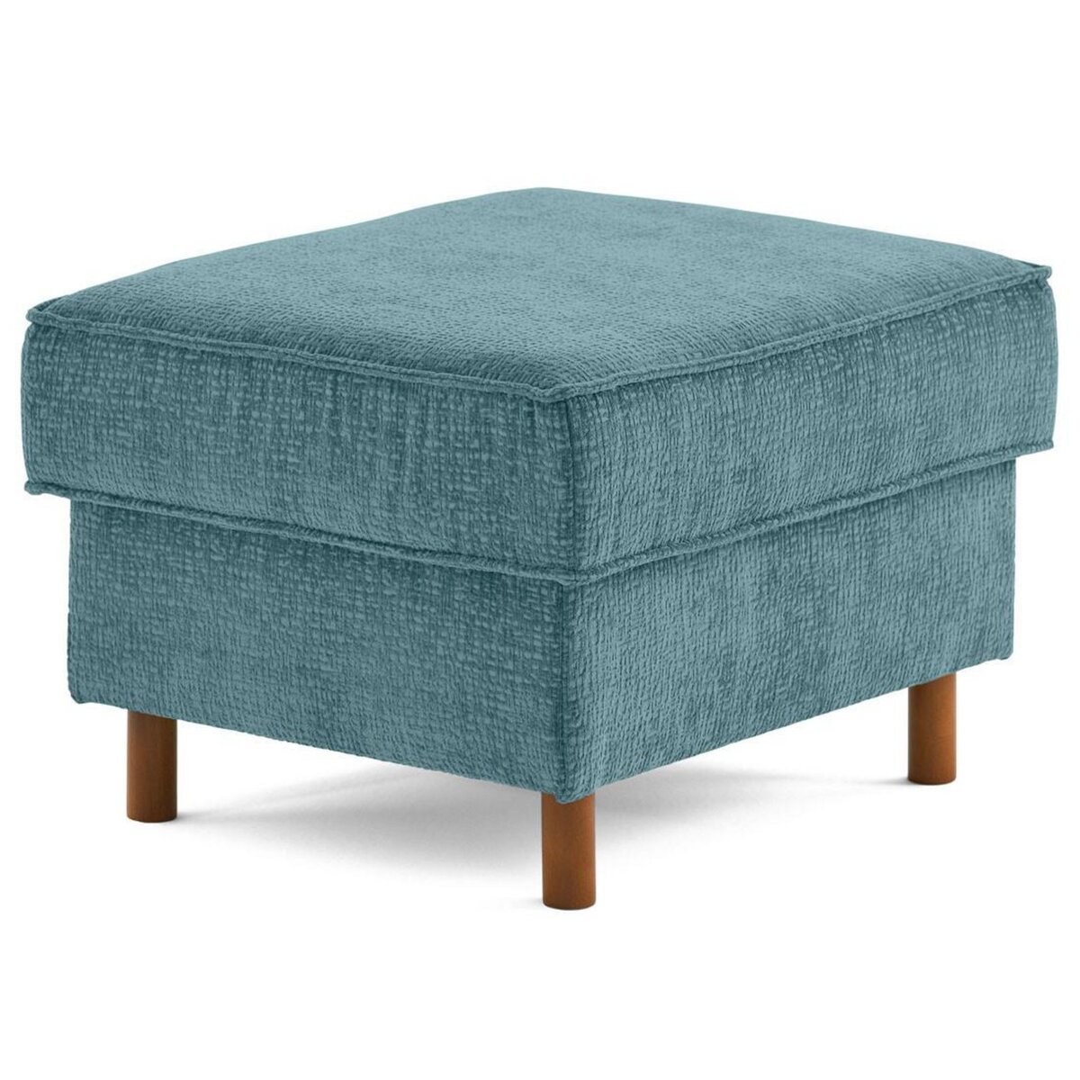 LISA DESIGN Jake - pouf en tissu velours relief - pieds en bois foncé