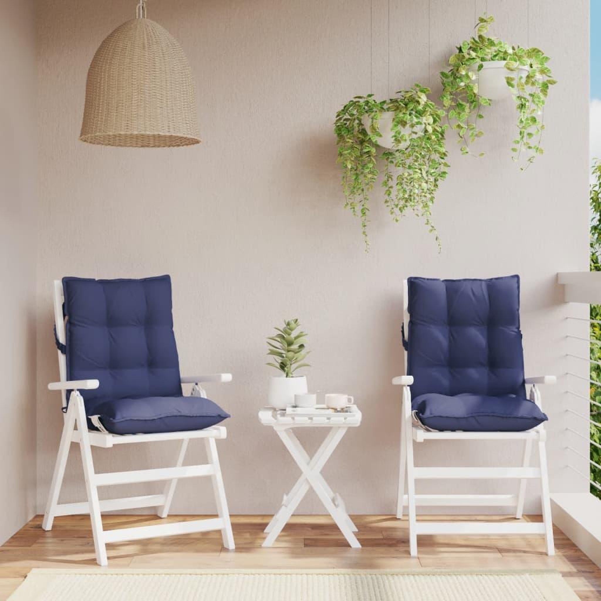 VIDAXL Coussins de chaise a dossier bas lot de 2 bleu marine